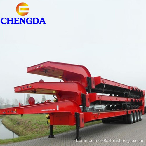 High Quality New 4 Axle 60tons 80 Ton Heavy Duty Low Bed Semi Trailer